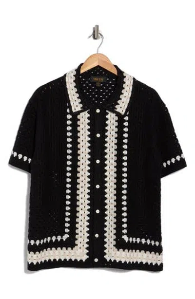 Truth Crochet Button-up Shirt In Black
