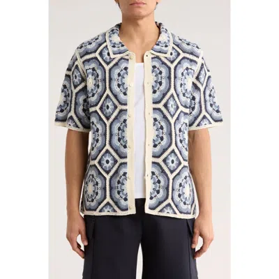 Truth Crochet Button-up Shirt In Blue