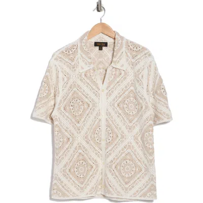 Truth Crochet Button-up Shirt In Neutral