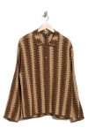 Truth Crochet Long Sleeve Button-up Shirt In Brown