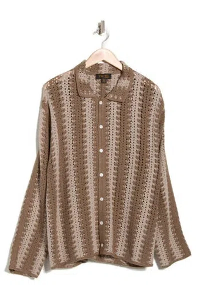 TRUTH TRUTH CROCHET LONG SLEEVE BUTTON-UP SHIRT