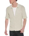 Truth Short Sleeve Open Knit Button-up Shirt In Grey