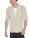 Truth Short Sleeve Open Knit Button-up Shirt In Grey