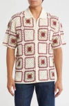 Truth Crochet Square Short Sleeve Button-up Shirt
