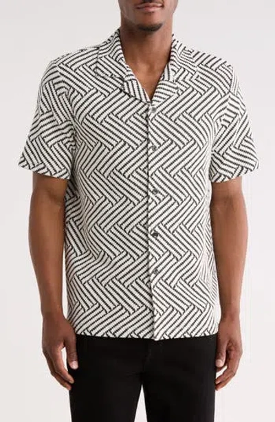Truth Geometric Jacquard Knit Camp Shirt In Multi