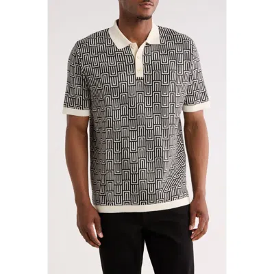 Truth Geometric Knit Polo In Gray