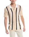 Truth Industry Vertical Stripe 1/4-zip Polo Shirt In Beige