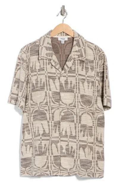 Truth Jacquard Button-up Camp Shirt In Brown