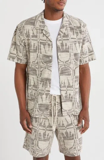 Truth Jacquard Button-up Camp Shirt In Gray