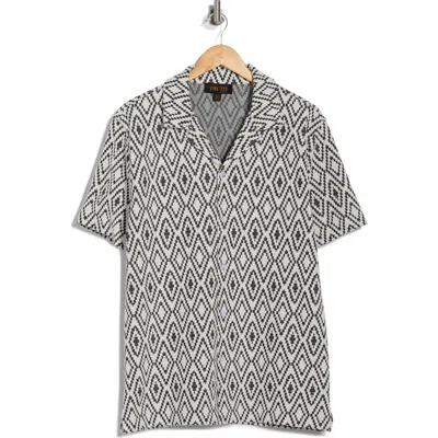 Truth Jacquard Camp Shirt In Black/off White