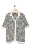 Truth Jacquard Short Sleeve Cardigan In Black/ivory