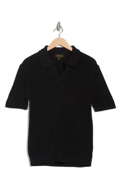 Truth Johnny Collar Short Sleeve Polo Sweater In Black