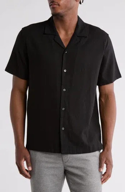 Truth Linen Blend Camp Shirt In Black