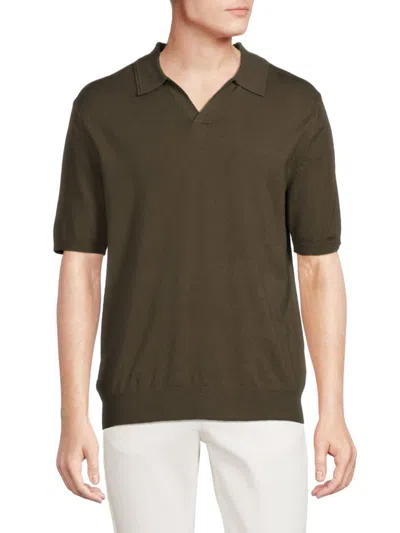 Truth Men's Solid Pullover Polo In Olive Green