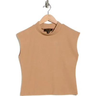 Truth Mock Neck Cap Sleeve Sweater In Brown