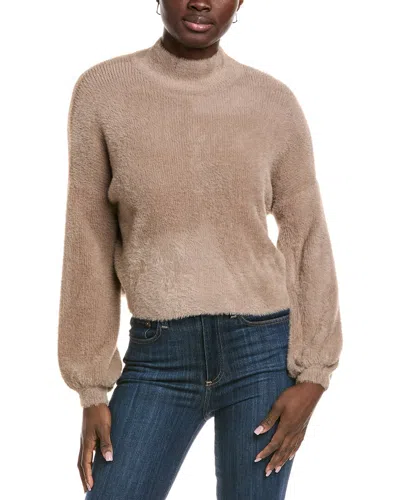 Truth Mock Neck Eyelash Sweater In Brown