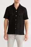 Truth Open Knit Button-up Cuban Shirt