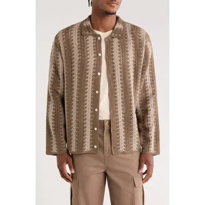 Truth Open Stitch Button-up Shirt In Brown