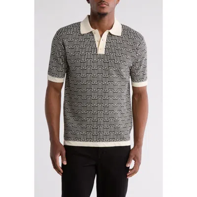 Truth Patterned Short Sleeve Polo In Black
