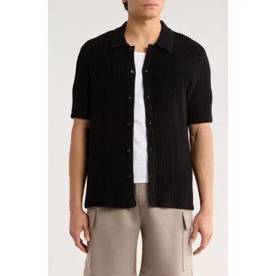 Truth Ribbed Collared Shirt In Black