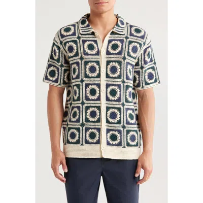 Truth Short Sleeve Button Front Crochet Shirt