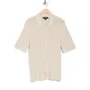Truth Short Sleeve Open Knit Button-up Shirt In Neutral