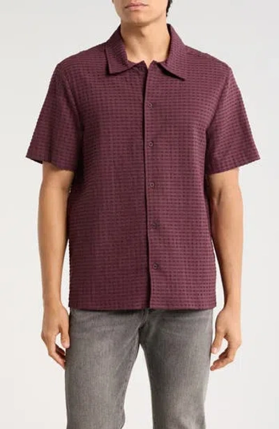 Truth Short Sleeve Seersucker Button-up Shirt In Brown