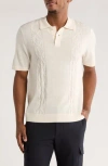 Truth Stitch Panel Wool Blend Polo In Neutral