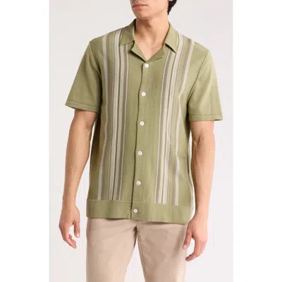 Truth Stripe Camp Shirt In Light Sage/greyscale Multi