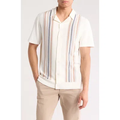 Truth Stripe Camp Shirt In White/blue/grey Multi