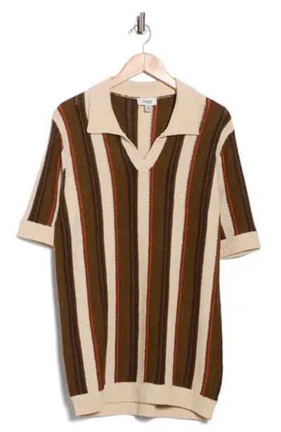 Truth Stripe Knit Johnny Collar Polo In Multi