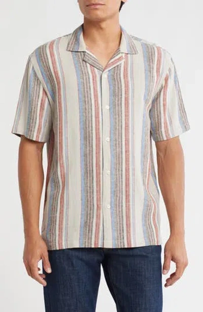 TRUTH TRUTH STRIPE LINEN BLEND CAMP SHIRT