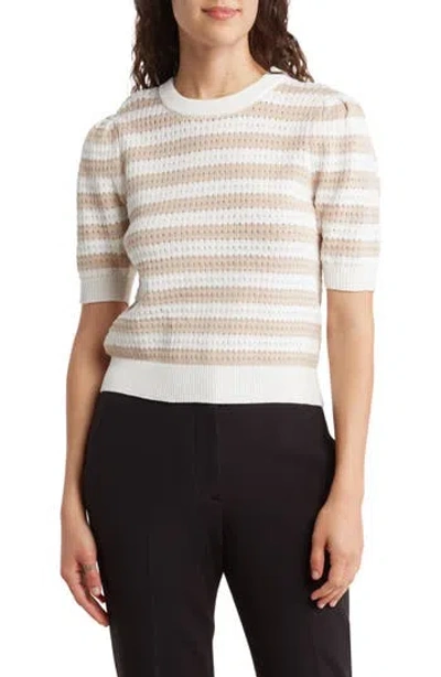 Truth Stripe Pointelle Sweater In Ivory/sand