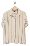Truth Stripe Print Button-up Camp Shirt