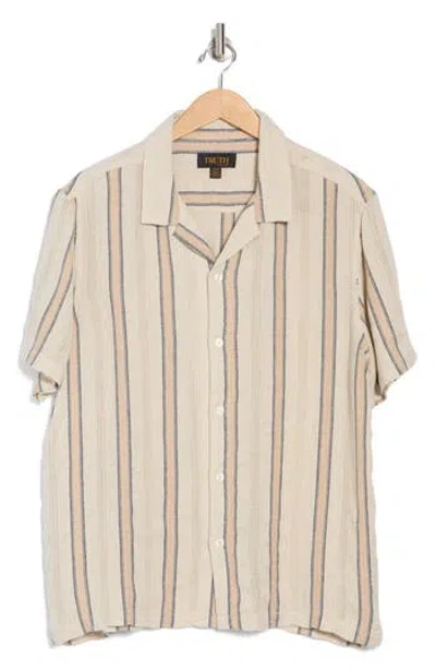 Truth Stripe Print Button-up Camp Shirt In Multi