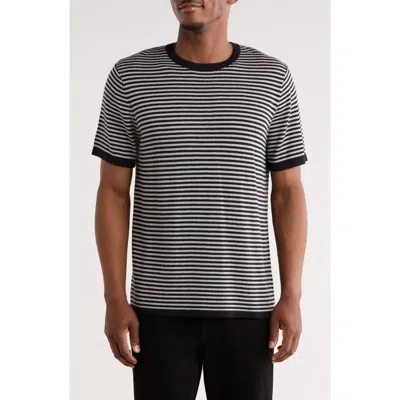 Truth Stripe Short Sleeve Sweater In Black