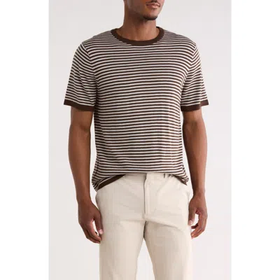 Truth Stripe Short Sleeve Sweater In Brown