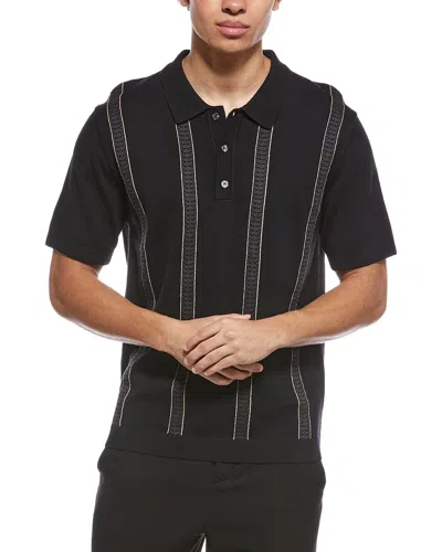 Truth Striped Polo Sweater In Black