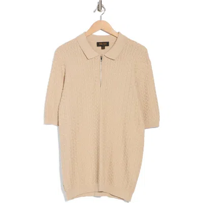 Truth Textured Quarter Zip Polo In Nude