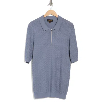 Truth Textured Quarter Zip Polo In Blue
