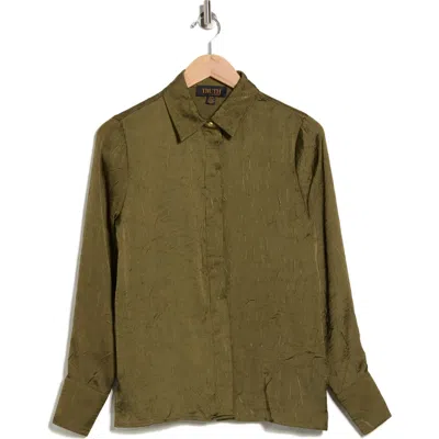 Truth Textured Satin Button-up Shirt In Green