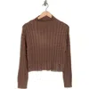 Truth Turtleneck Cable Knit Cropped Sweater In Brown