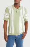 Truth Vertical Stripe Sweater Polo In Green