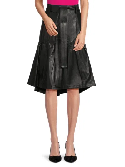 Truth Women's Bailey Belted Leather Skirt In Black