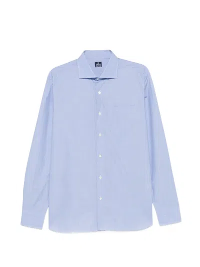 Truzzi Chest-pocket Spread-collar Shirt In Blue