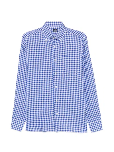 Truzzi Gingham-pattern Button-down Shirt In Blue