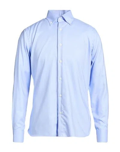 Truzzi Man Shirt Azure Size 15 Cotton In Blue