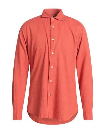 Truzzi Man Shirt Rust Size 16 Cotton In Red