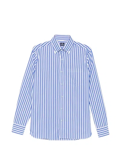 Truzzi Vertical-stripe Button-down Shirt In Blue