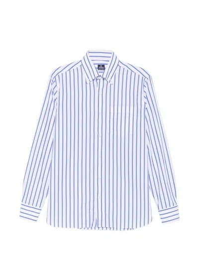Truzzi Vertical-stripe Button-down Shirt In Blue
